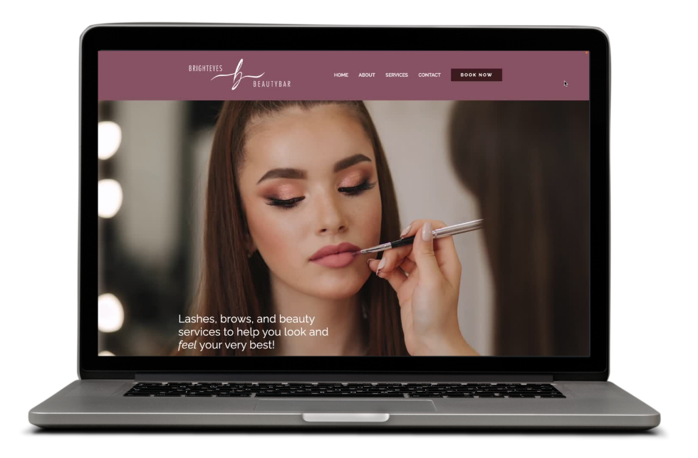 Screenshot of the BrightEyes Beauty Bar website.